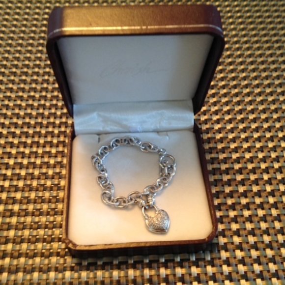 SILVER HEART CHARM BRACLET - Picture 3 of 5